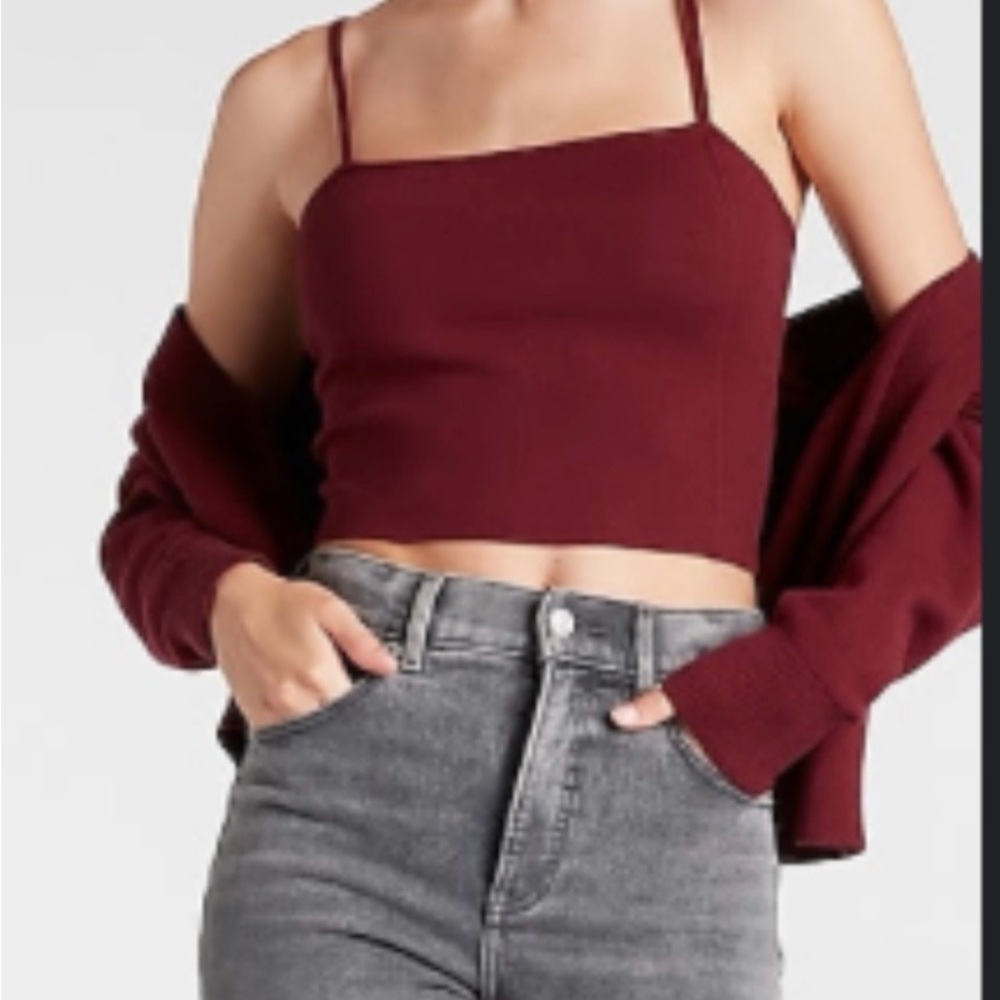 Express Burgundy Women's Skirt, cami and cardigan set - Picture 2 of 5